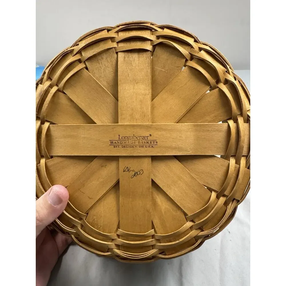Longaberger Handmade Market Basket 2003 Leather Handles USA 10 Inch